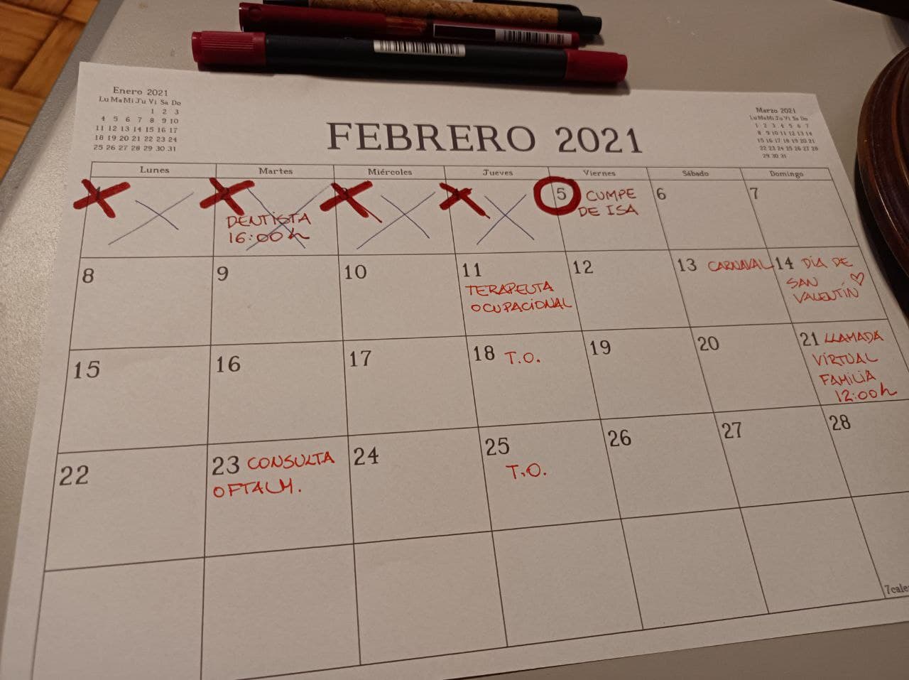calendario febrero