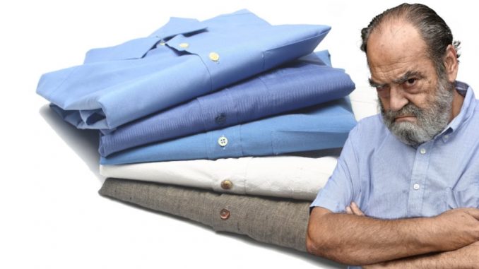 anciano camisa azul anciano camisa azul